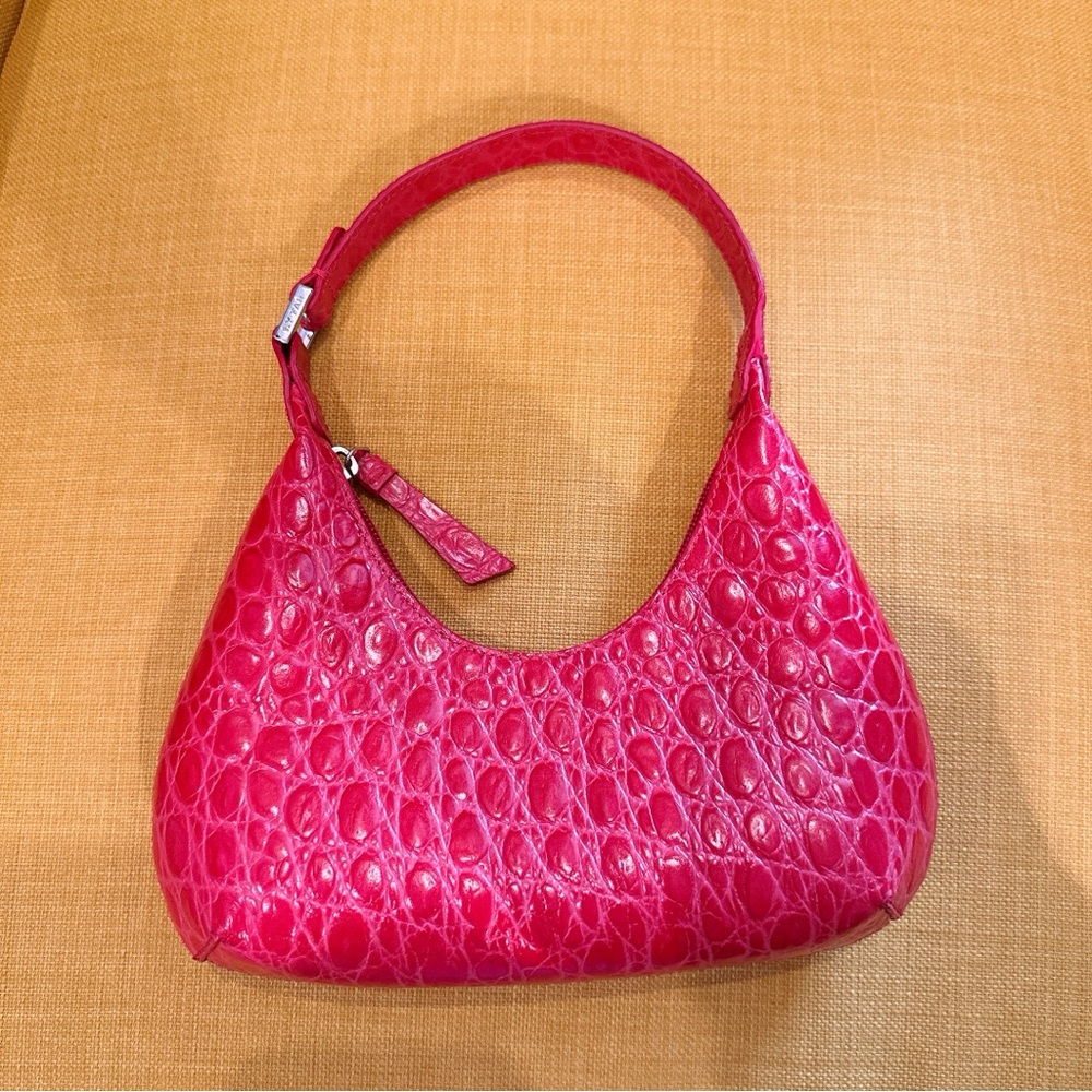 BY FAR Baby Amber Croc-Embossed Shoulder Bag